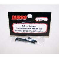 DUBRO 2289 3.0MM X 14 FLAT-HEAD SOCKET SCREWS 4 PC DBR2289