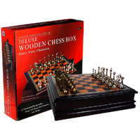 CHESS, METAL 12'' WOOD INLAID PLAYING SURFACE HSN00985