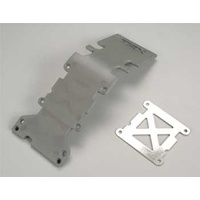Skidplate, rear plastic (grey)/ stainles