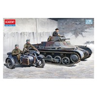ACADEMY 1/35 GERMAN PANZER I AUSF.B & MOTORCYCLE PLASTIC MODEL KIT 13556
