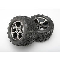 TRAXXAS TIRES-WHEELS E-REVO BLK CHR GEMINI 17MM HEX (2) 5374X