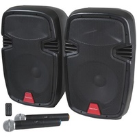 Two Speaker PA System with UHF Microphones