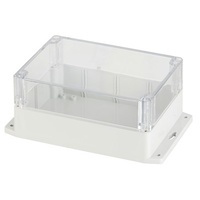 IP65 Sealed Polycarbonate Enclosures - Light Grey with Clear Lid with Mounting Flange 171(W) x 121(D) x 80(H)mm