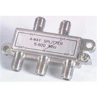 Four Way Splitter with Power Pass - F Connectors - Die cast