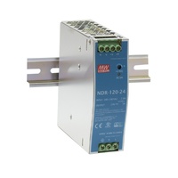 PSU 24V 5A 120W DIN MNT MW NDR-120-24 MP3951Single output DIN rail power supply by Mean Well.