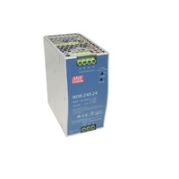 PSU 24V 10A 240W DIN MNT MW NDR-240-24 MP3952Single output DIN rail power supply by Mean Well.