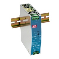 PSU 24V 3.12A 75W DIN MNT MW NDR-75-24 MP3956Single output DIN rail power supply by Mean Well.