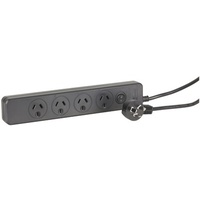 4 Way Black Powerboard with Filter/ Surge and Overload Protection