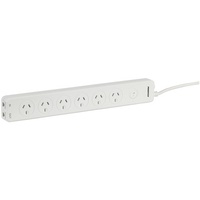 6 Way Mains Powerboard with 2 x Telephone Surge Protection