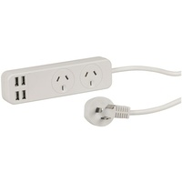 Dual Outlet Powerboard with 4 USB Charge Ports
