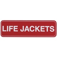 Adhesive Life Jackets Sign 100x30mm with Border
