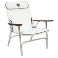 High Back Marine Folding Deck Chair - White