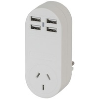 Outbound Europe Travel Mains Adaptor with 4 USB Sockets