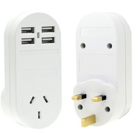 Outbound UK and HK Mains Travel Adaptor with 4 USB Sockets