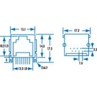 PCB Modular Sockets 8/8 - RJ45