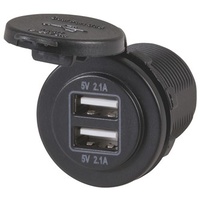 Panel/Surface Mount Dual USB Charging Ports with 4.2A Output 12/24VDC