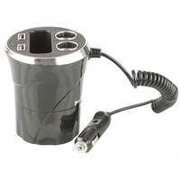 Cup Holder Power Extender with Phone Cradle and Dual USB Sockets