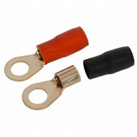 Red & Black Gold Crimp Cable Small Eye Terminals - Pk.2