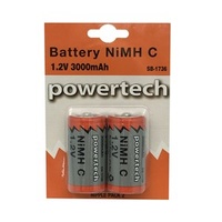 3,000mAh Ni-MH C Batteries - Pack of 2