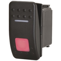SPDT Dual Illuminated Rocker Switch with Labels & Interchangeable Covers - Red