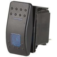 SPDT Dual Illuminated Rocker Switch with Labels & Interchangeable Covers - Blue