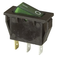 Rocker Switch Illuminated Green SPST 15A 240VAC
