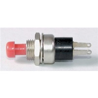 Red Miniature Pushbutton - SPST Momentary Action 125V 1A rating