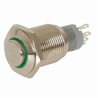 IP67 Rated Illuminated Momentary Switch Green