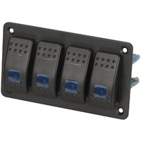 4 Way Illuminated Blue Rocker Switch Panel