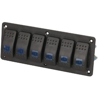 6 Way Illuminated Blue Rocker Switch Panel