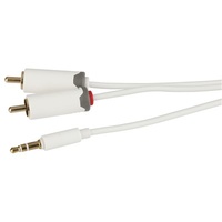 Slim 3.5mm Stereo Plug to 2 x RCA Plug Lead - 2m