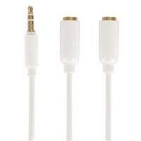 Slim 3.5mm Stereo Plug to 2 x 3.5mm Stereo Socket - 0.2m