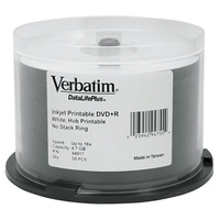 Verbatim DataLifePlus (Azo) DVD+R 4.7 GB White Inkjet Printable 50 Pack Spindle 16x