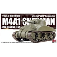 ASUKA 1/35 U.S. MEDIUM TANK M4A1 SHERMAN (MID PRODUCTION) W/ INITIAL VVSS PLASTIC MODEL KIT AS-001