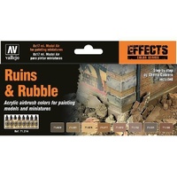 Vallejo Model Air Ruins & Rubble 8 Colour Acrylic Paint Set [71214]
