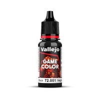 Vallejo Game Colour Black 18ml Acrylic Paint - New Formulation AV72051