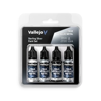   Vallejo True Metallic Metal Sterling Silver - 4 Colour Paint Set