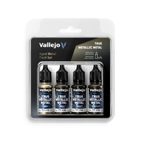 Vallejo True Metallic Metal Aged Metal - 4 Colour Paint Set AV77258