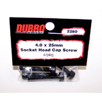 DUBRO 2280 4.0MM X 25 SOCKET-HEAD CAP SCREWS (4 PCS/PACK) DBR2280