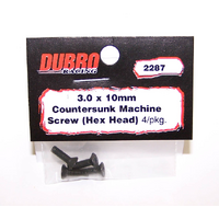 DUBRO 2287 3.0MM X 10 FLAT-HEAD SOCKET SCREWS (4 PCS/PACK) DBR2287