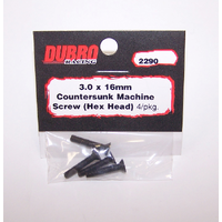 (DISCONTINUED)DUBRO 2290 3.0MM X 16 FLAT-HEAD SOCKET SCREWS (4 PCS/PACK)