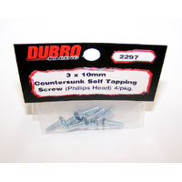 (DISCONTINUED) DUBRO 2297 3.0MM X 10 PHILLIPS-HEAD COUNTERSUNK SELF-TAPPING SCREWS (8/PACK