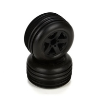 ECX Front Tyre, Premount, Black Wheels (2) 110 2WD Circuit