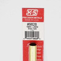 K&S 9828 ROUND BRASS TUBE (300MM LENGTHS) 10MM OD X .45MM WALL (1 PIECE) KS9828