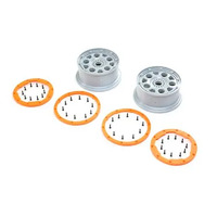 Losi Wheels, Silver, Orange Bead Lock, 2pcs, DBXL-E 2.0 LOS45032