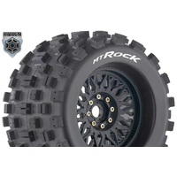 Louise RC - MT-ROCK - 1-8 Monster Truck Tire Set - Mounted - Sport - Black Wheels - Removable 0 & 1/2 OFFSET HEX 17mm LT3277X