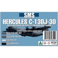SMS Set28 Hercules C-130J-30 Colour Set Royal Australian Air Force Squadron Grey Scheme 4 x 30ml Acrylic Lacquer Paint