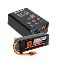 Spektrum Smart 5000mAh 3S 50C IC3 LiPo Battery Powerstage Bundle with S100 Charger