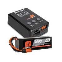 Spektrum Smart 5000mAh 3S 50C IC5 LiPo Battery Powerstage Bundle with S100 Charger