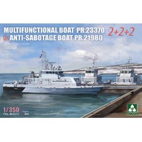 TAKOM 1/350 MULTI FUNCTIONAL BOAT PR.23370 & ANTI-SABOTAGE BOAT PR.21980 2+2+2 PLASTIC MODEL KIT 